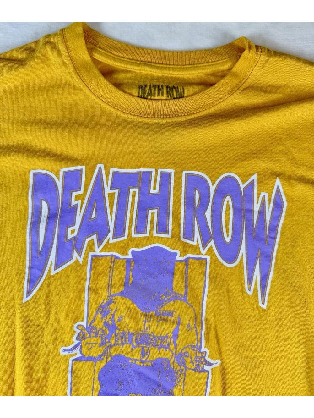 Death Row Records Graphic T Shirt Yellow Purple Logo Mens Size L - Picture 2 of 5